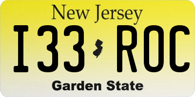 NJ license plate I33ROC