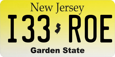NJ license plate I33ROE