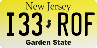 NJ license plate I33ROF