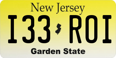 NJ license plate I33ROI