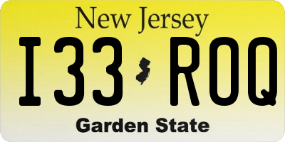 NJ license plate I33ROQ