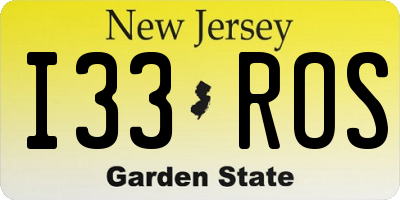 NJ license plate I33ROS