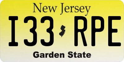 NJ license plate I33RPE