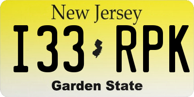 NJ license plate I33RPK