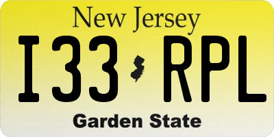 NJ license plate I33RPL
