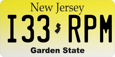 NJ license plate I33RPM