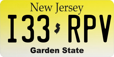 NJ license plate I33RPV