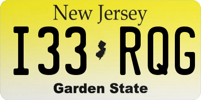 NJ license plate I33RQG
