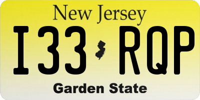 NJ license plate I33RQP
