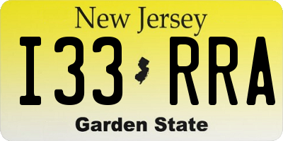 NJ license plate I33RRA
