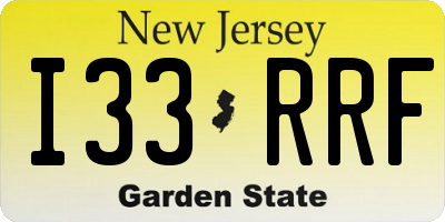 NJ license plate I33RRF