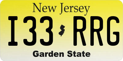 NJ license plate I33RRG