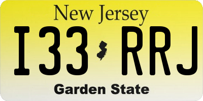NJ license plate I33RRJ