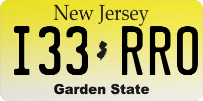 NJ license plate I33RRO