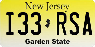 NJ license plate I33RSA