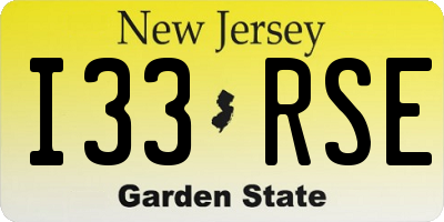 NJ license plate I33RSE