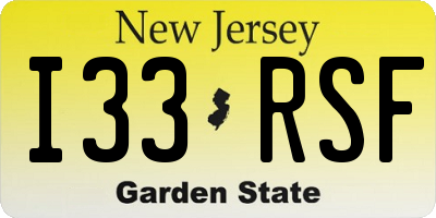 NJ license plate I33RSF