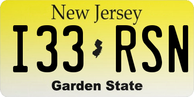 NJ license plate I33RSN