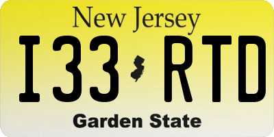 NJ license plate I33RTD