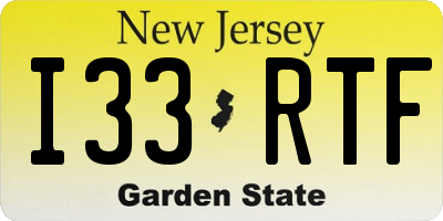 NJ license plate I33RTF