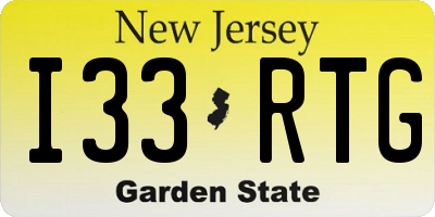 NJ license plate I33RTG