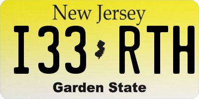 NJ license plate I33RTH