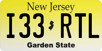 NJ license plate I33RTL