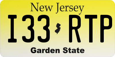 NJ license plate I33RTP