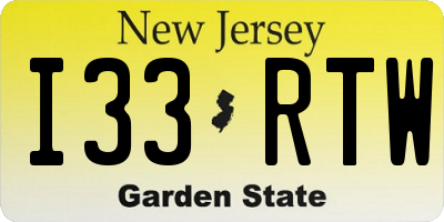 NJ license plate I33RTW