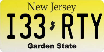 NJ license plate I33RTY