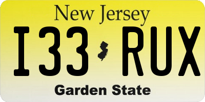 NJ license plate I33RUX