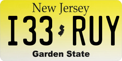 NJ license plate I33RUY