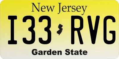 NJ license plate I33RVG