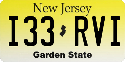 NJ license plate I33RVI