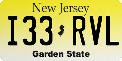 NJ license plate I33RVL