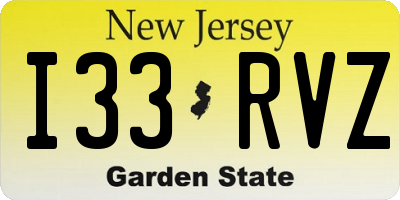 NJ license plate I33RVZ