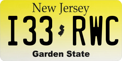 NJ license plate I33RWC