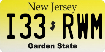 NJ license plate I33RWM