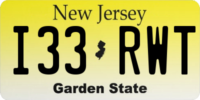 NJ license plate I33RWT