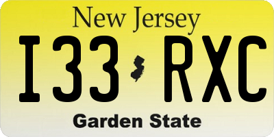 NJ license plate I33RXC