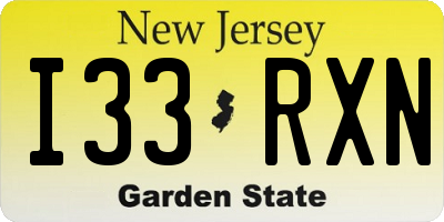 NJ license plate I33RXN