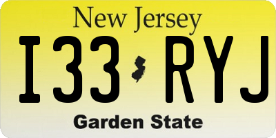 NJ license plate I33RYJ