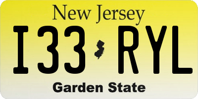 NJ license plate I33RYL