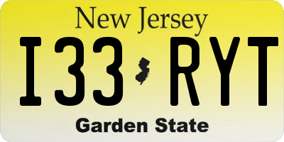 NJ license plate I33RYT