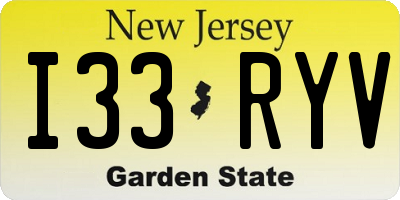 NJ license plate I33RYV