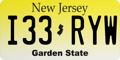 NJ license plate I33RYW