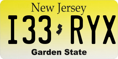 NJ license plate I33RYX