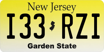 NJ license plate I33RZI