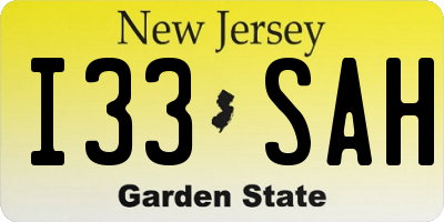 NJ license plate I33SAH