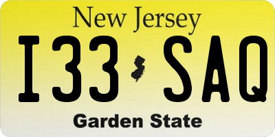 NJ license plate I33SAQ